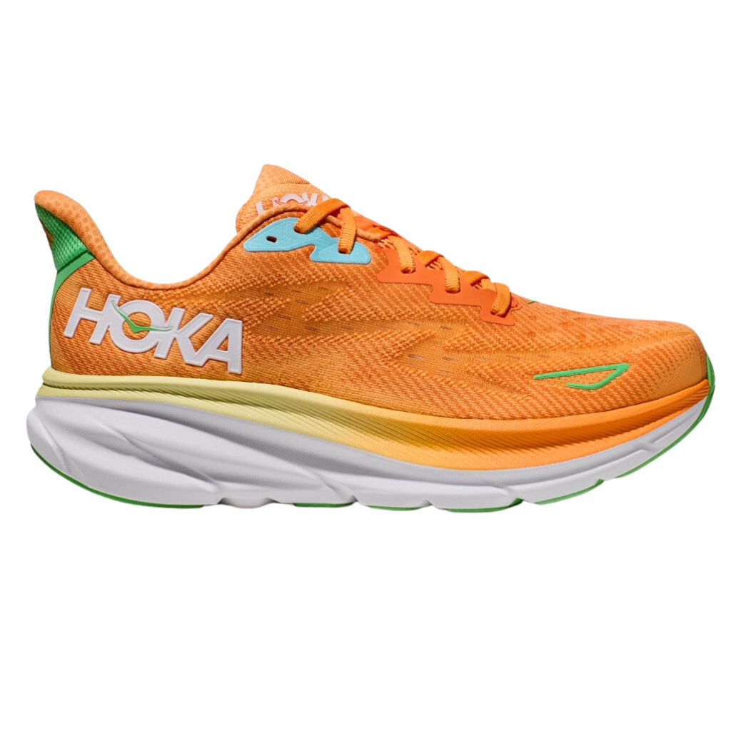 Men's HOKA Clifton 9 WIDE Neutral Running Shoe | Solar Flare / Sherbet | The Run Hub