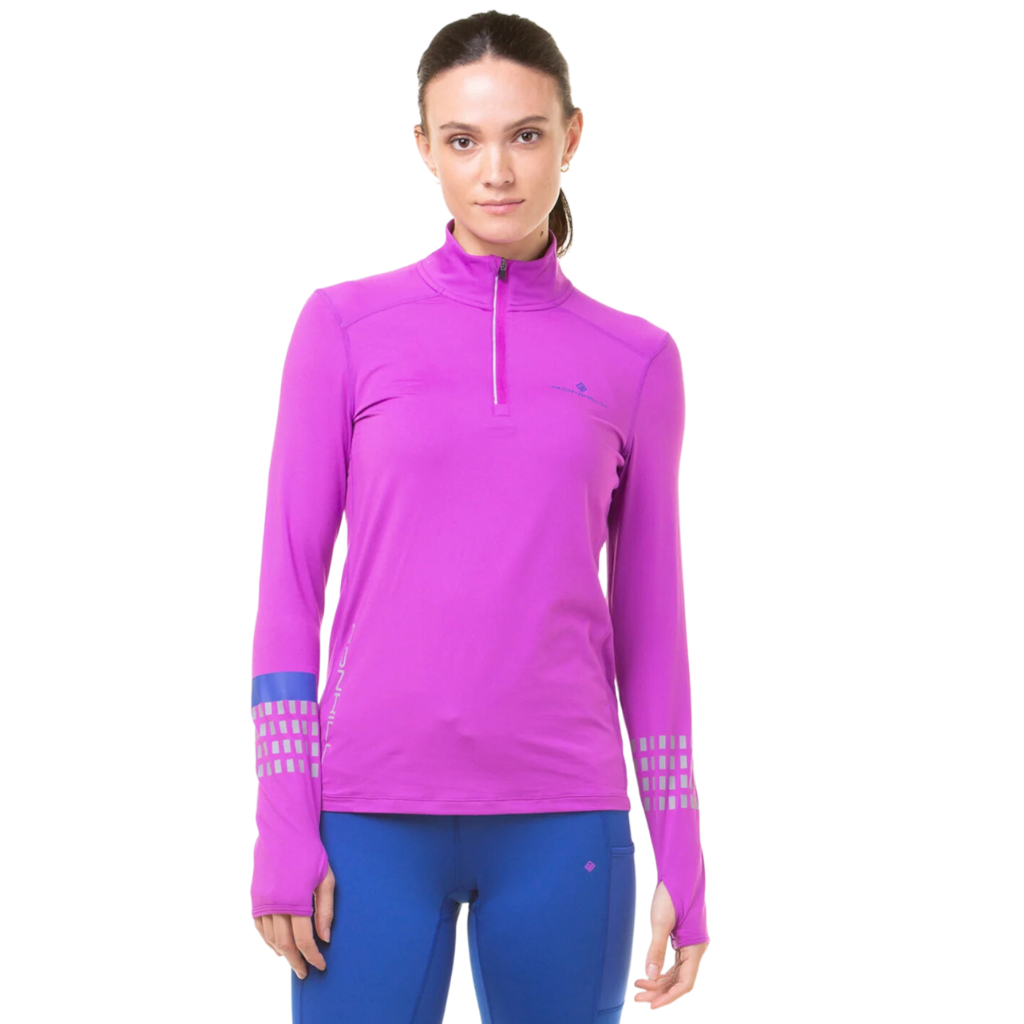 Ronhills Women's Afterhours Half Zip Tee - Long Sleeve Top Thistle/Cobalt/Rflct | The Run Hub