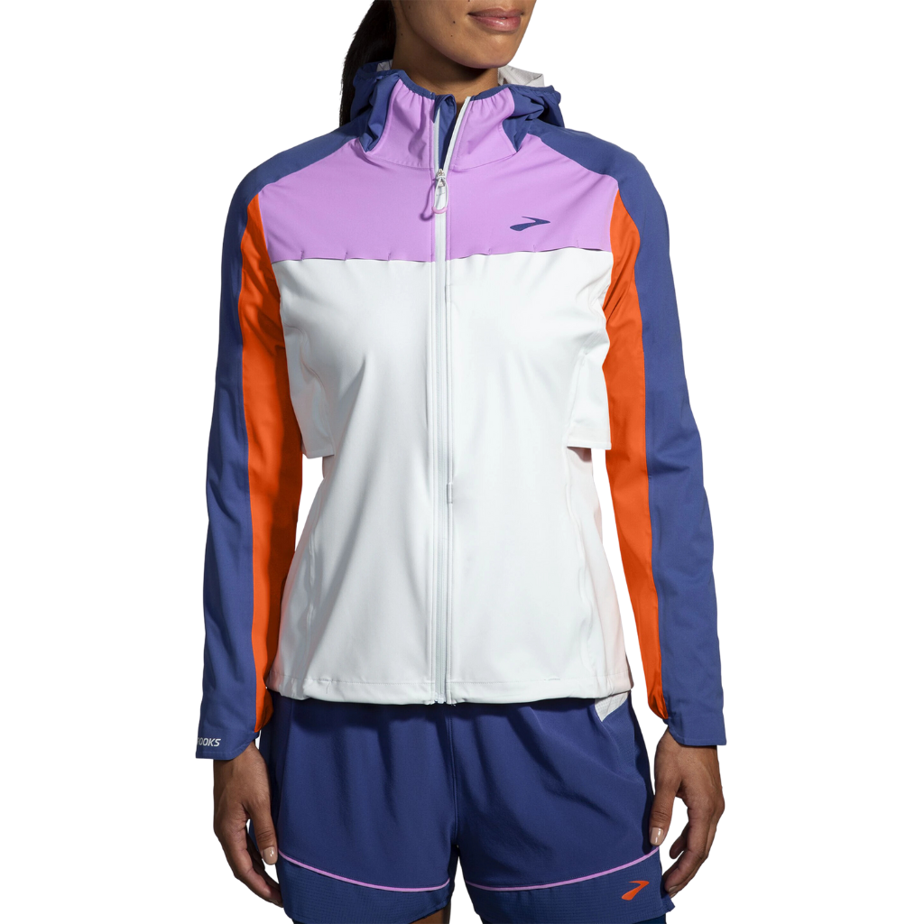 Brooks High Point Waterproof Jacket - Slate/Bright Orange/Aegean - Women's Running jacket | The Run Hub