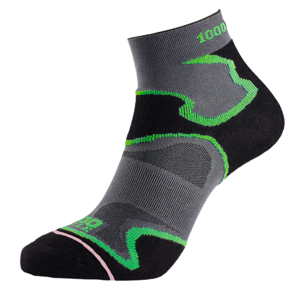 1000MILE Women's Fusion Double Layer Anklet Sock - 2026 | Black/Green