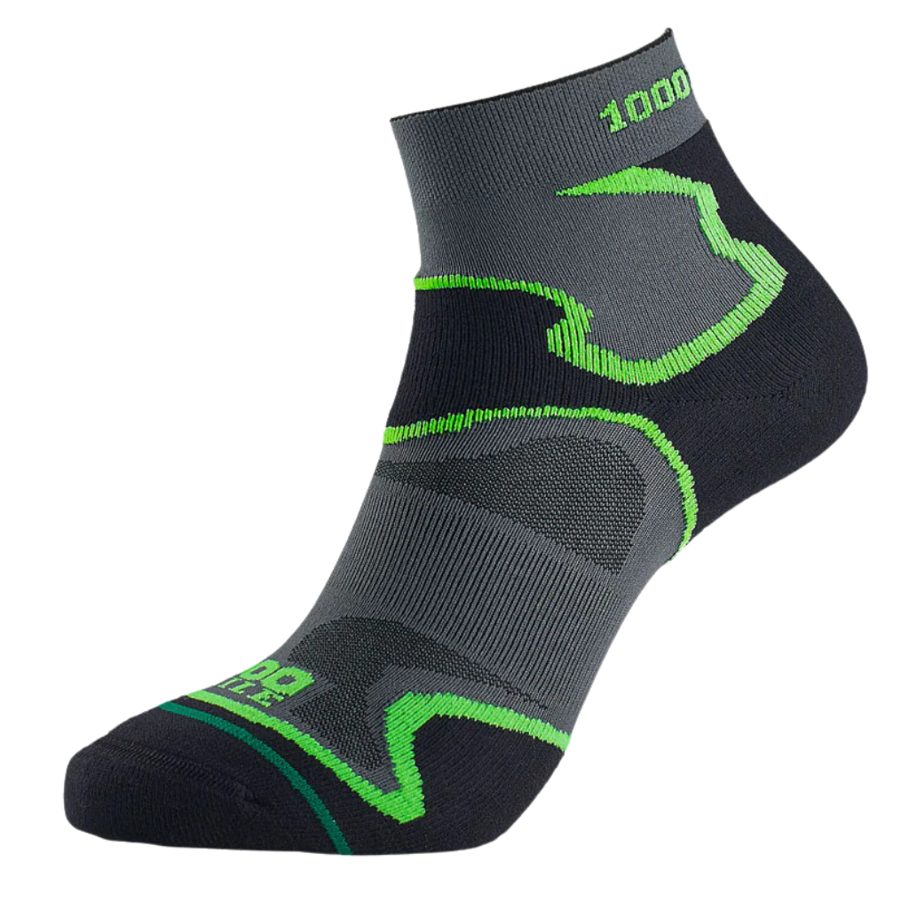 1000 Mile Men's Fusion Double Layer Anklet | Black/Green | The Run Hub