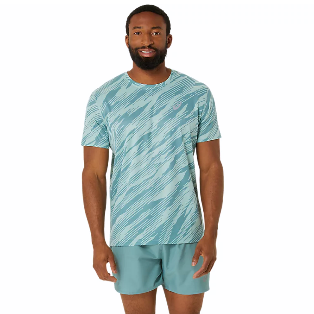 ASICS Men's Core All Over Print SS Top | Light Celadon/Celadon | 2011C646.303 | The Run Hub