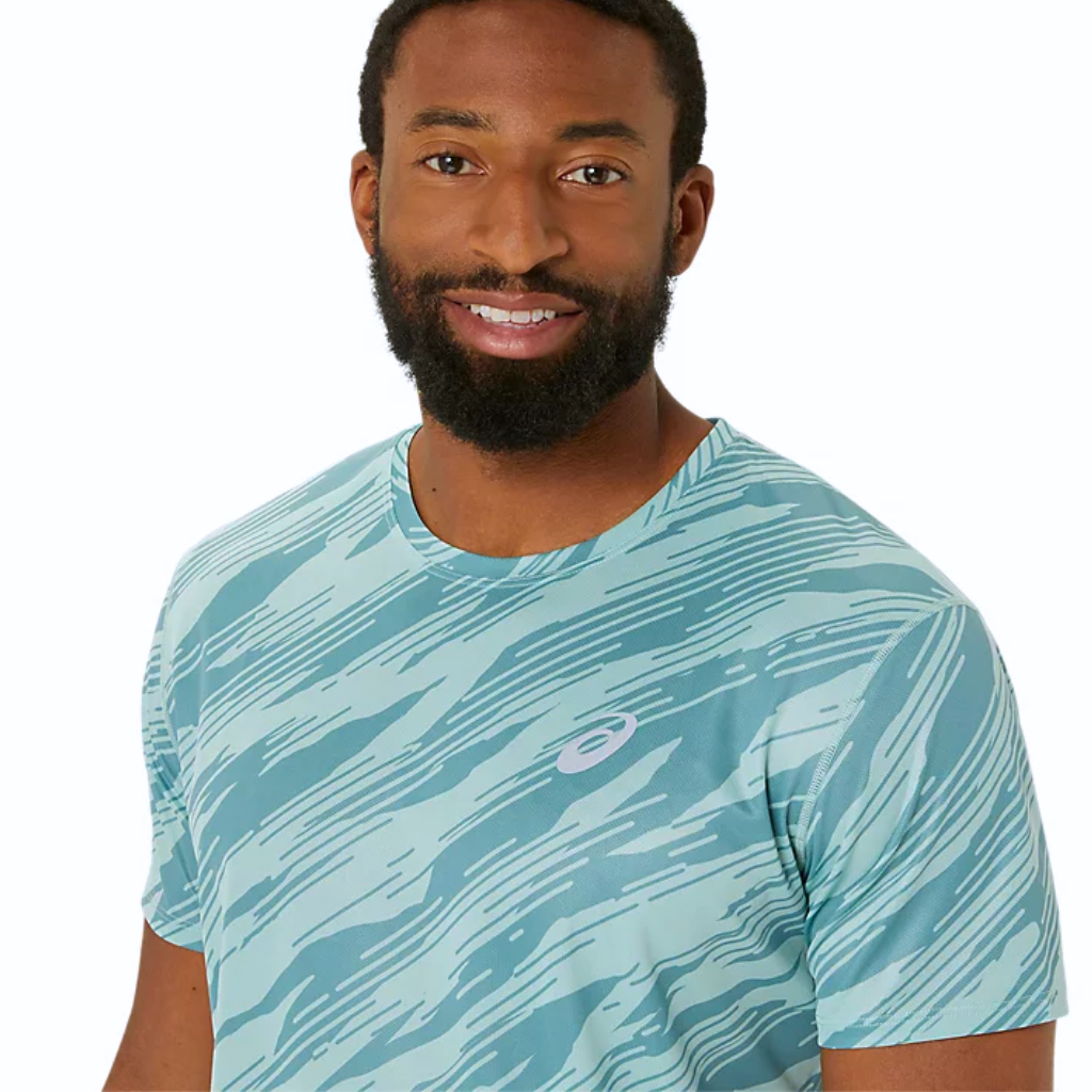 ASICS Men's Core All Over Print SS Top | Light Celadon/Celadon | 2011C646.303 | The Run Hub