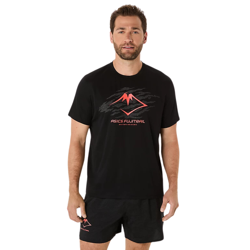 ASICS Men's FUJITRAIL LOGO SS Top | Black | 2011C981-003 | The Run Hub