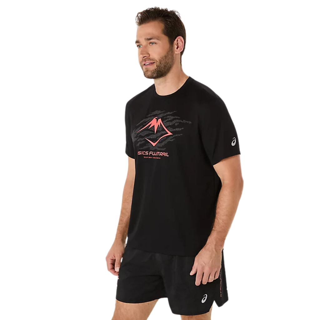 ASICS Men's FUJITRAIL LOGO SS Top | Black | 2011C981-003 | The Run Hub