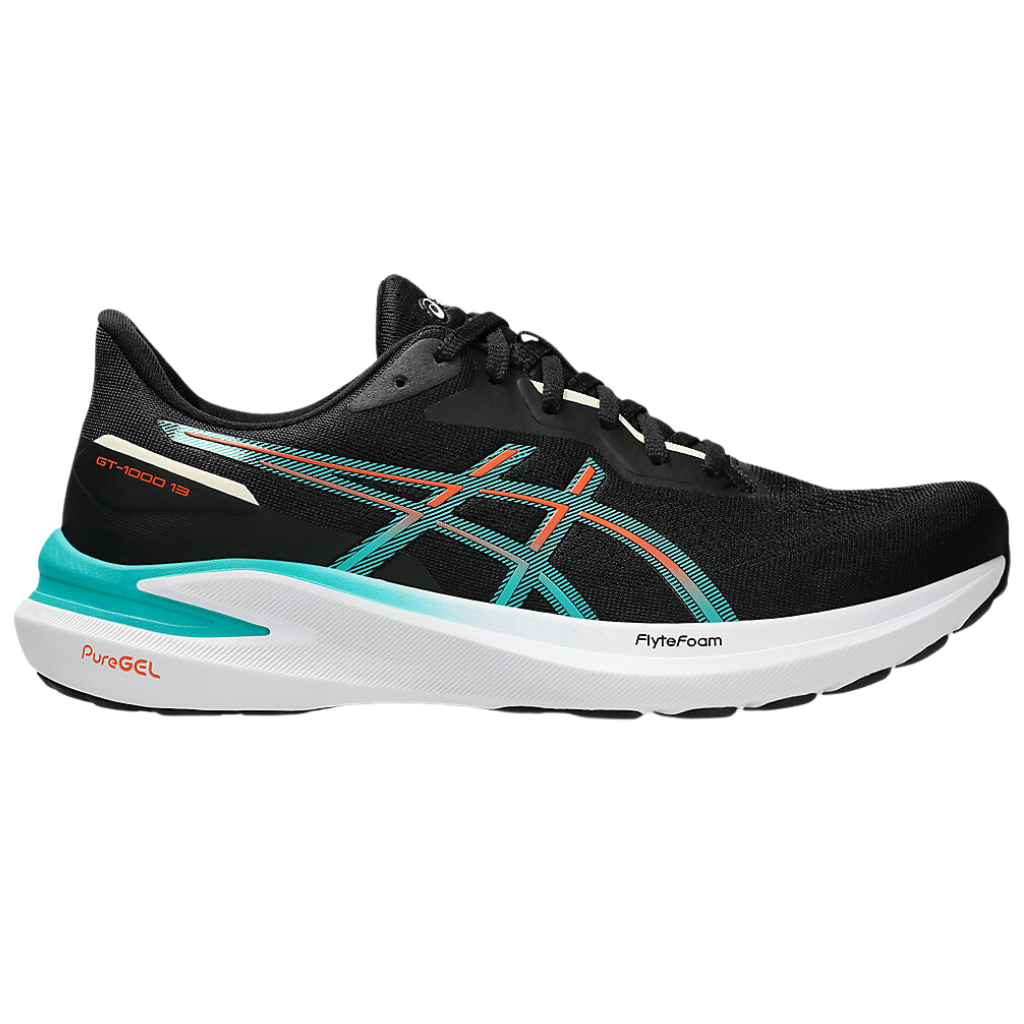 ASICS Men's GT-1000™ 13 Support Running Shoe | Black/Wave Teal | 1011B858-005 | The Run Hub