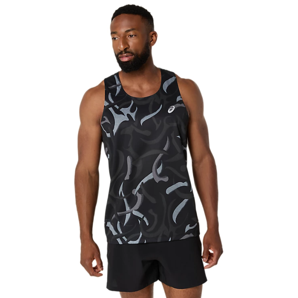 ASICS Men's Road All Over Print Singlet | Performance Black | 2011D091-001 | The Run Hub