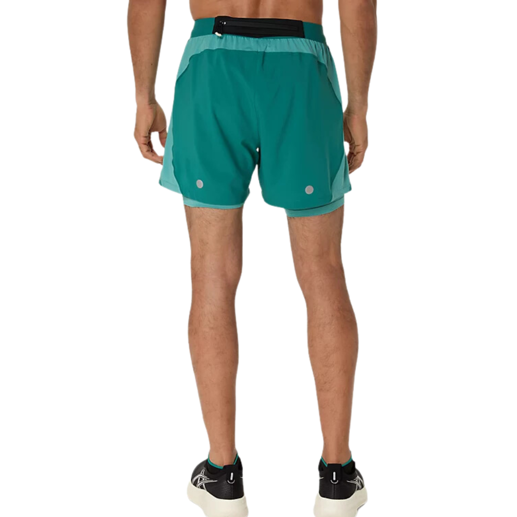 ASICS Road 2 in 1 5" Men's Shorts | RAINY LAKE/ LIGHT TEAL| 2011D245-301 | The Run Hub