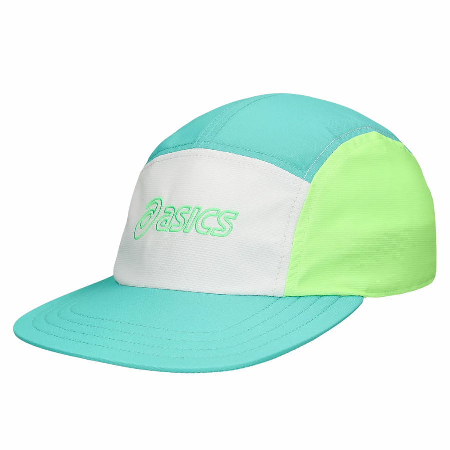 Asics 5 Panel Cap | Aurora Green/Cream | The Run Hub