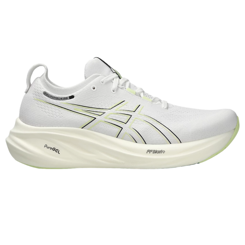 Asics Men's GEL-NIMBUS 26 Neutral Running Shoe | White/Birch | 1011B794-102 | The Run Hub