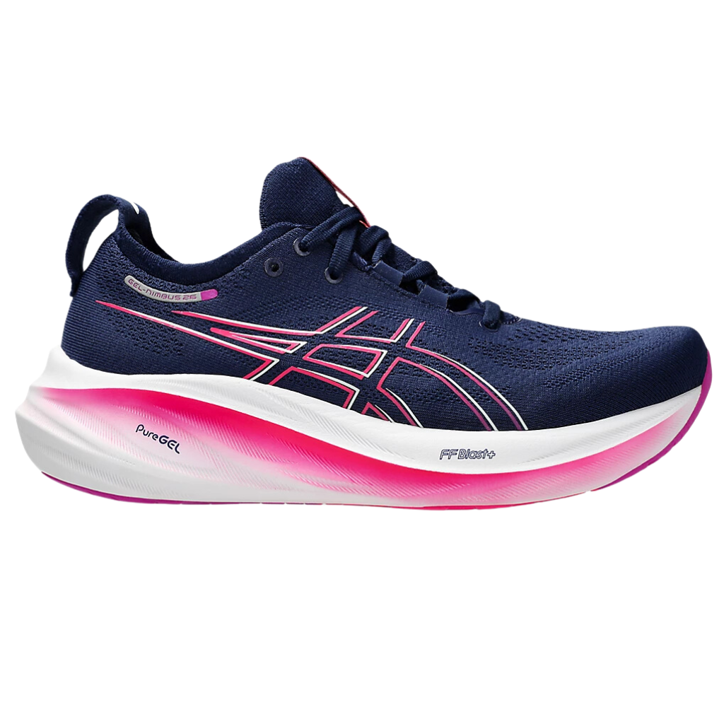 Asics's Women's GEL-NIMBUS 26 Neutral Running Shoe | Blue Expanse/Bold Magenta | 1012B601-403| The Run Hub