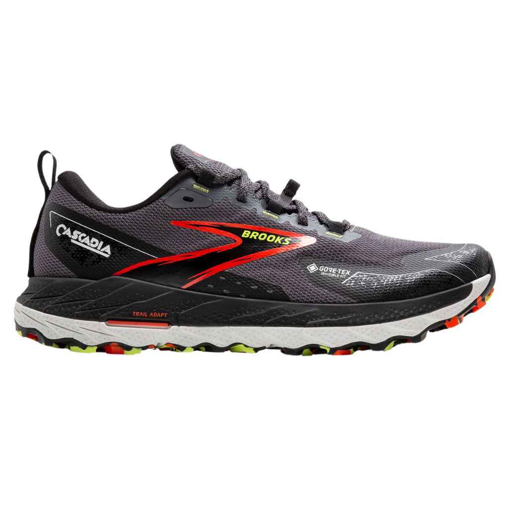 Brooks Cascadia 18 GTX | Blackened Pearl/Black/Tomato | Men's Trail Waterproof Shoes | The Run Hub