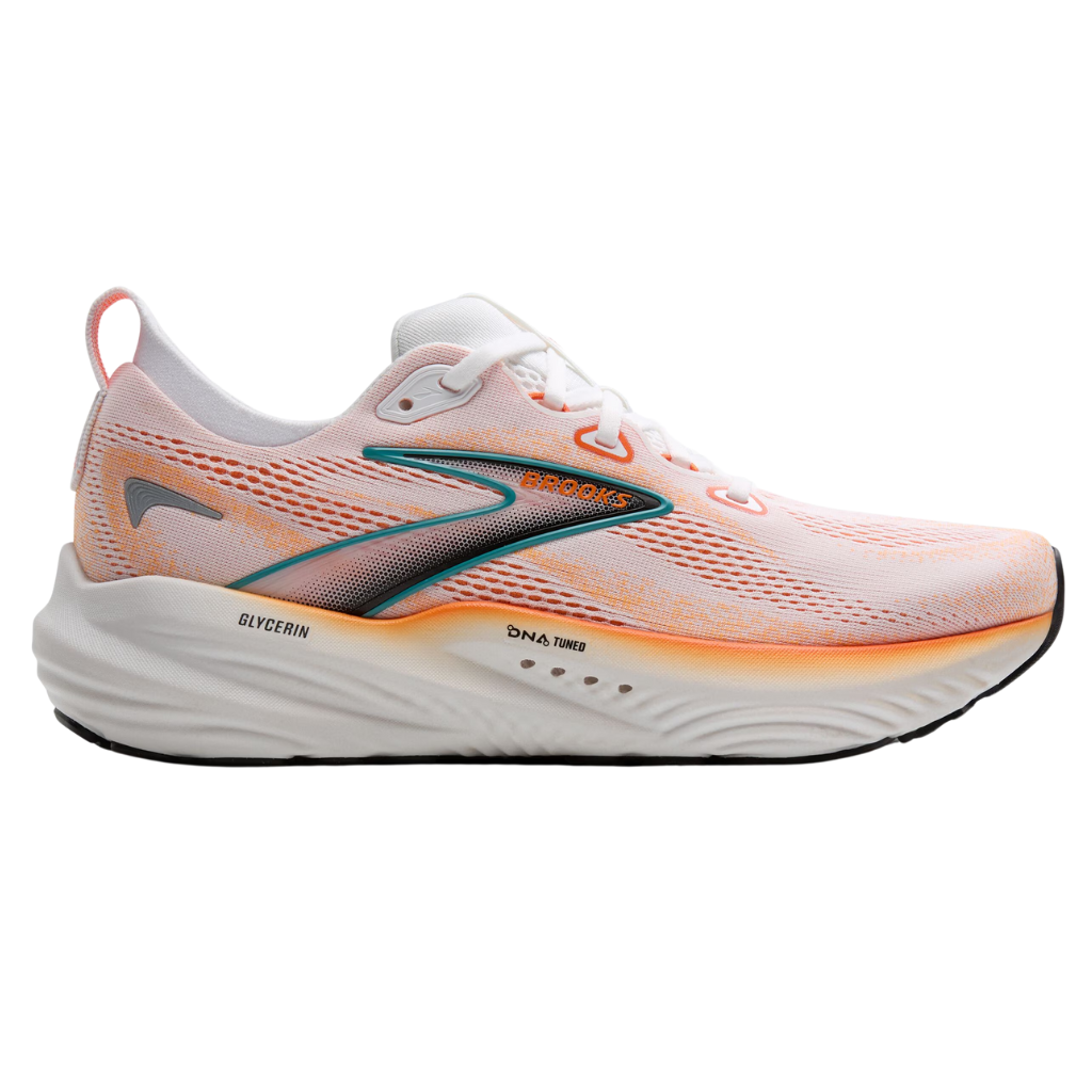 Brooks Glycerin 22 | 1White/Orange/Green Blue Slate | Men's Neutral Running Shoes | The Run Hub