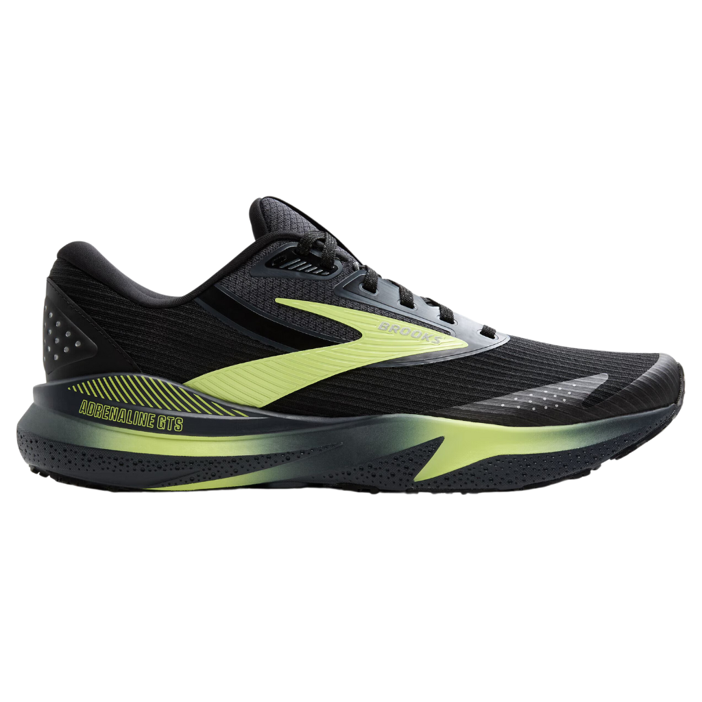 Brooks Men's Adrenaline GTS 24 Weatherized Support Running Shoe | Black/Ebony/New Yellow | 1104381D 033 | The Run Hub