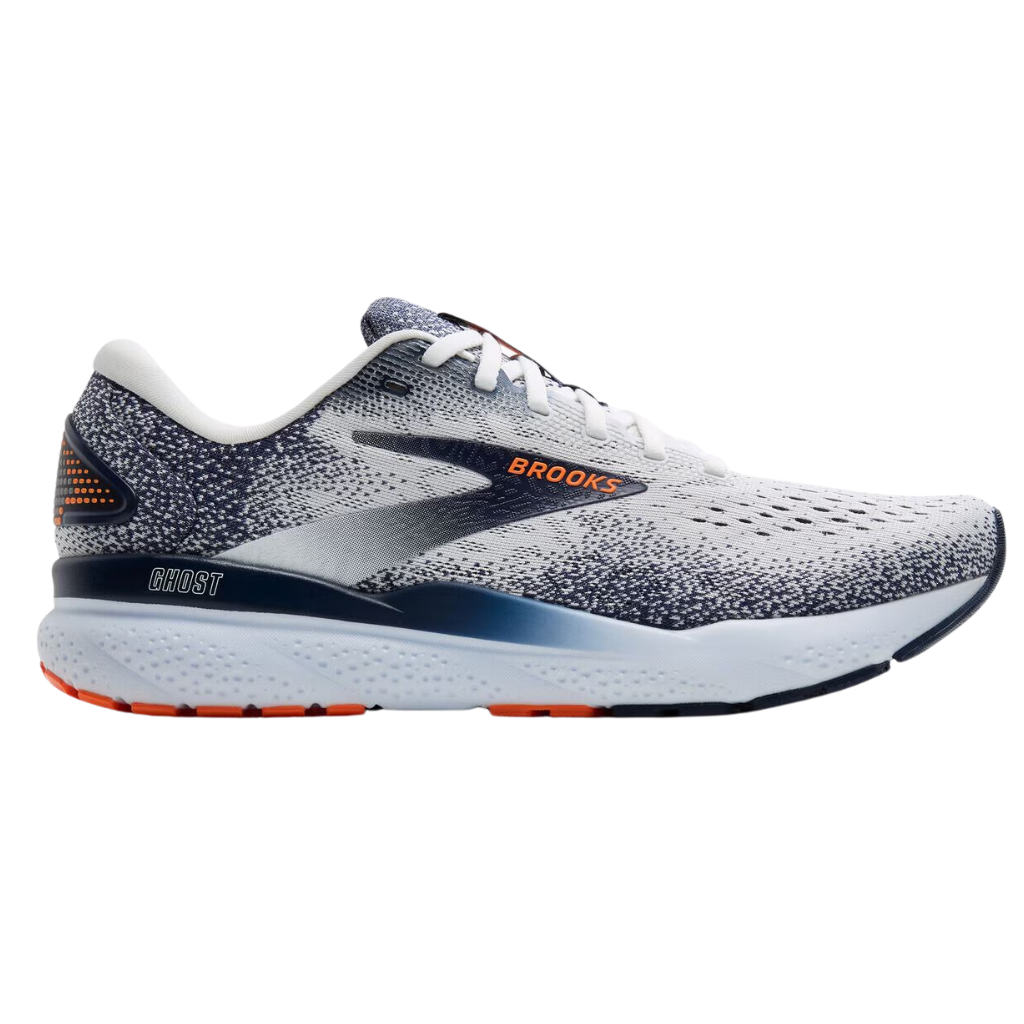 Brooks Men's GHOST 16 Neutral Running Footwear | White/Peacoat/Orange | 110418-130 | The Run Hub