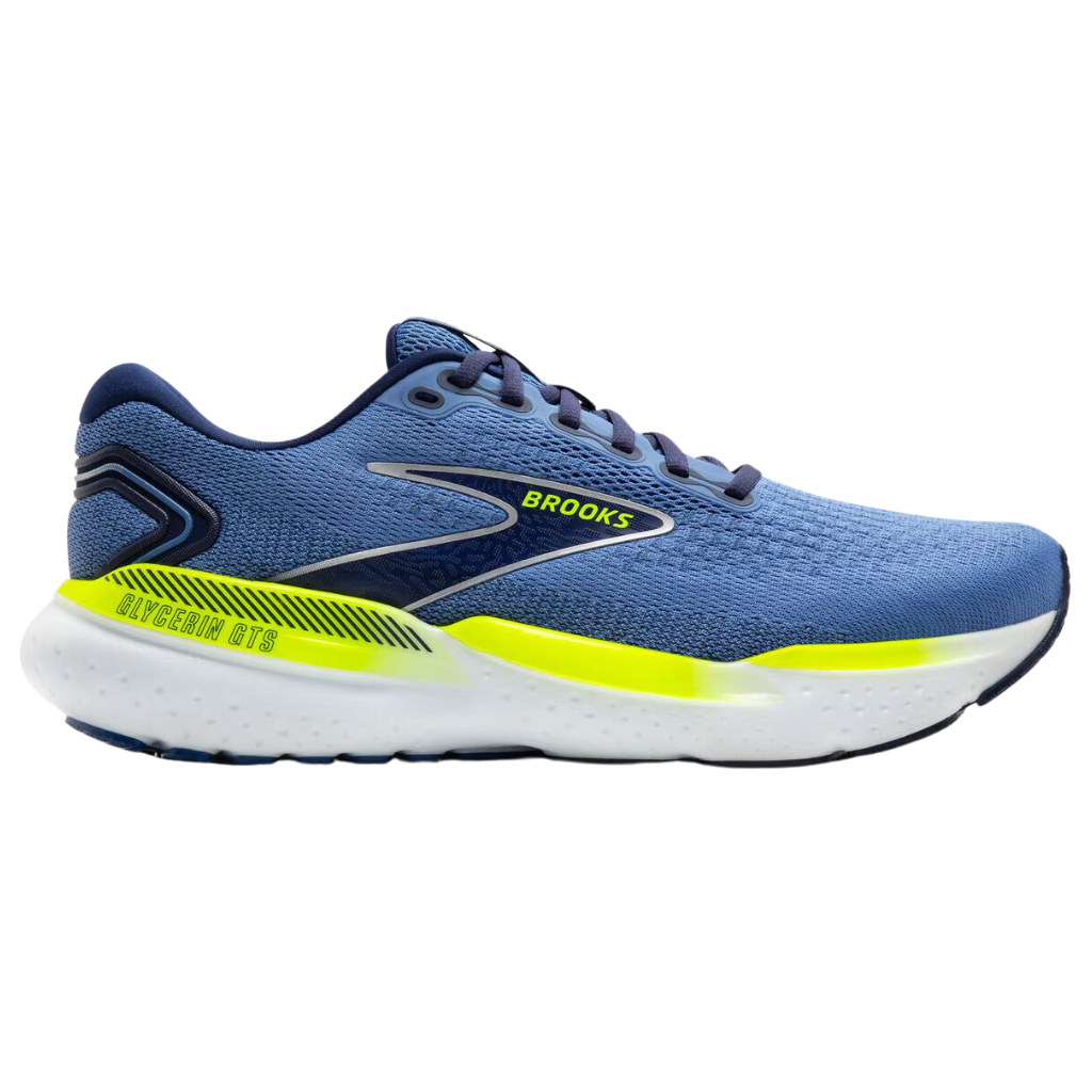 Brooks Men's Glycerin GTS 21 Support Running Shoe | Blue/Peacoat/Lemon | 1104201D409 | The Run Hub