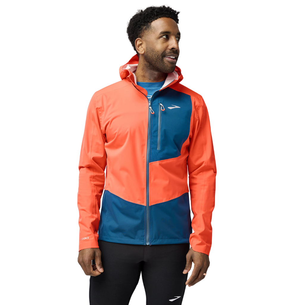 Brooks Men's High Point Waterproof Jacket 2 | Flame/Deep Sea | 211541-895 | The Run Hub