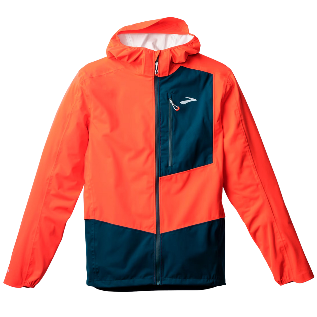 Brooks Men's High Point Waterproof Jacket 2 | Flame/Deep Sea | 211541-895 | The Run Hub