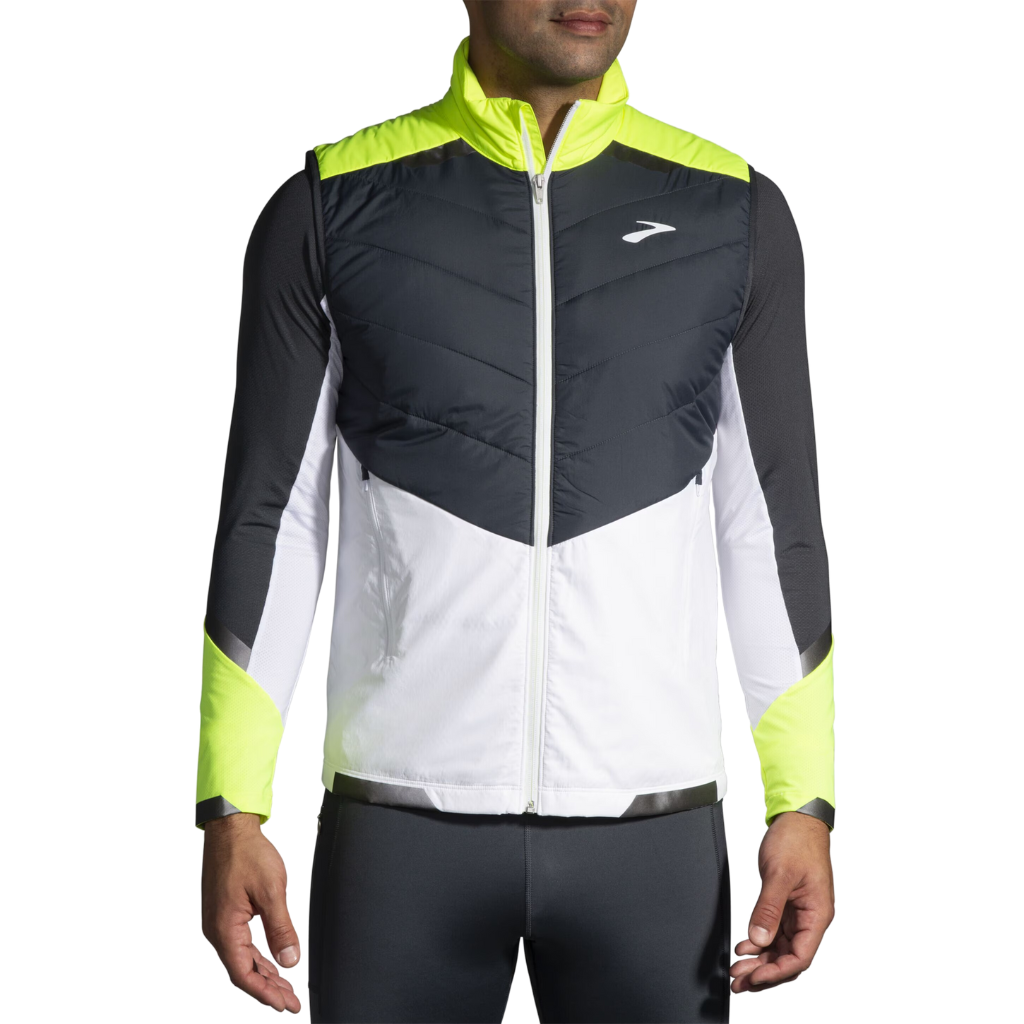 Brooks Men's Run Visible Insulated Vest | White/Asphalt/Nightlife |211407134 035 | The Run Hub