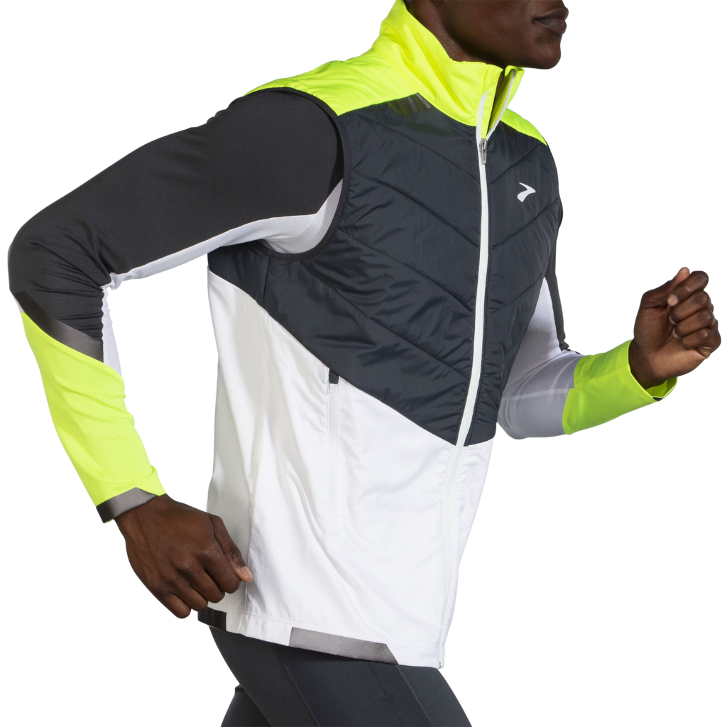 Brooks Men's Run Visible Insulated Vest | White/Asphalt/Nightlife |211407134 035 | The Run Hub