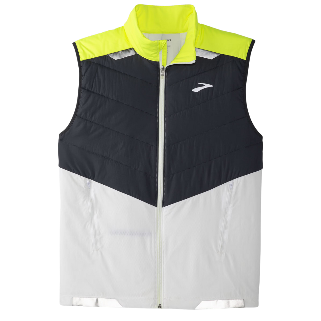 Brooks Men's Run Visible Insulated Vest | White/Asphalt/Nightlife |211407134 035 | The Run Hub