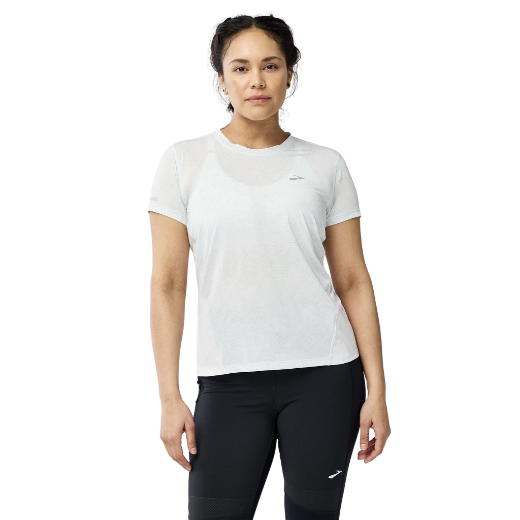 Brooks Sprint Free Short Sleeve 3.0 | 438 Uncharted Print/Bit Of Blue | Women's Running T-Shirt | The Run Hub