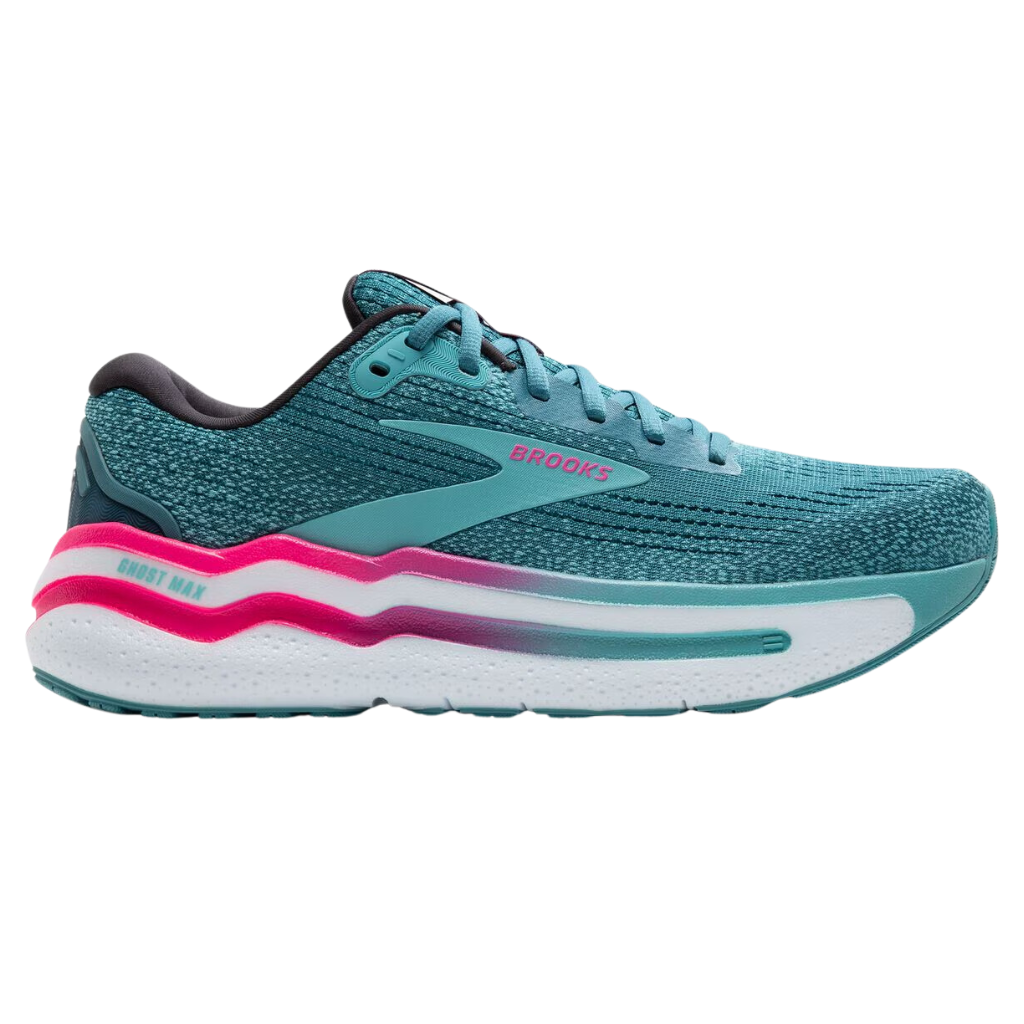 Brooks Women's GHOST MAX 2 Neutral Running Shoe | 475 Storm Blue/Knockout Pink/Aqua | 1204201B475 | The Run Hub