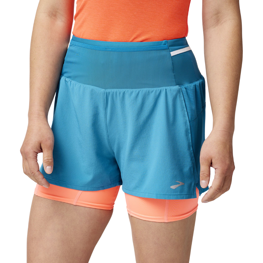 Brooks Women's High Point 3" 2-in-1 Short 2.0 | Celestial/Neo Ember | 221656-427 | The Run Hub