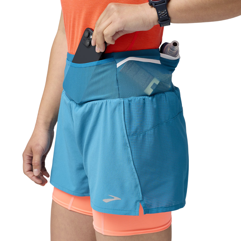 Brooks Women's High Point 3" 2-in-1 Short 2.0 | Celestial/Neo Ember | 221656-427 | The Run Hub