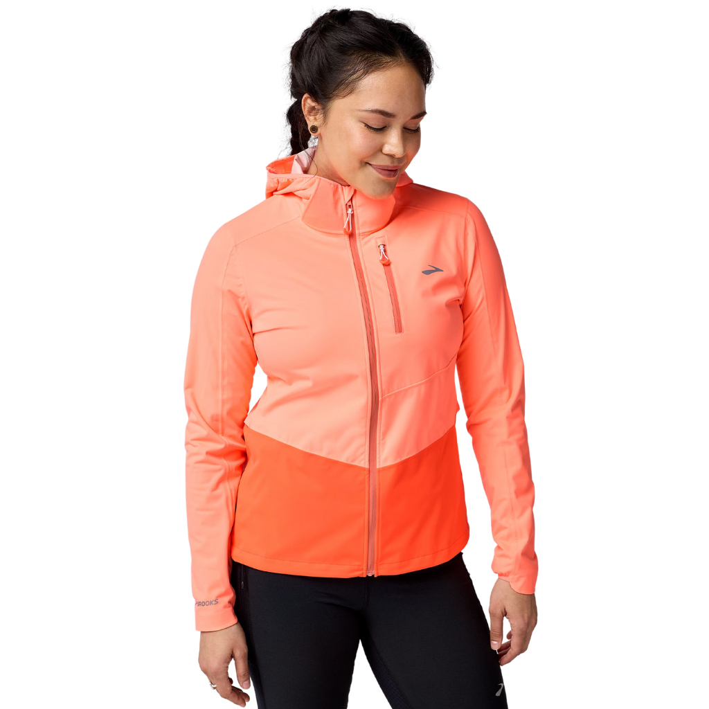 Brooks Women's High Point Waterproof Jacket 2 | Neo Ember / Flame | 221710-808 | The Run Hub