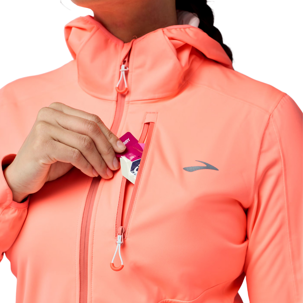 Brooks Women's High Point Waterproof Jacket 2 | Neo Ember / Flame | 221710-808 | The Run Hub