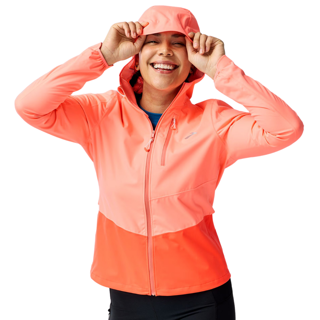 Brooks Women's High Point Waterproof Jacket 2 | Neo Ember / Flame | 221710-808 | The Run Hub