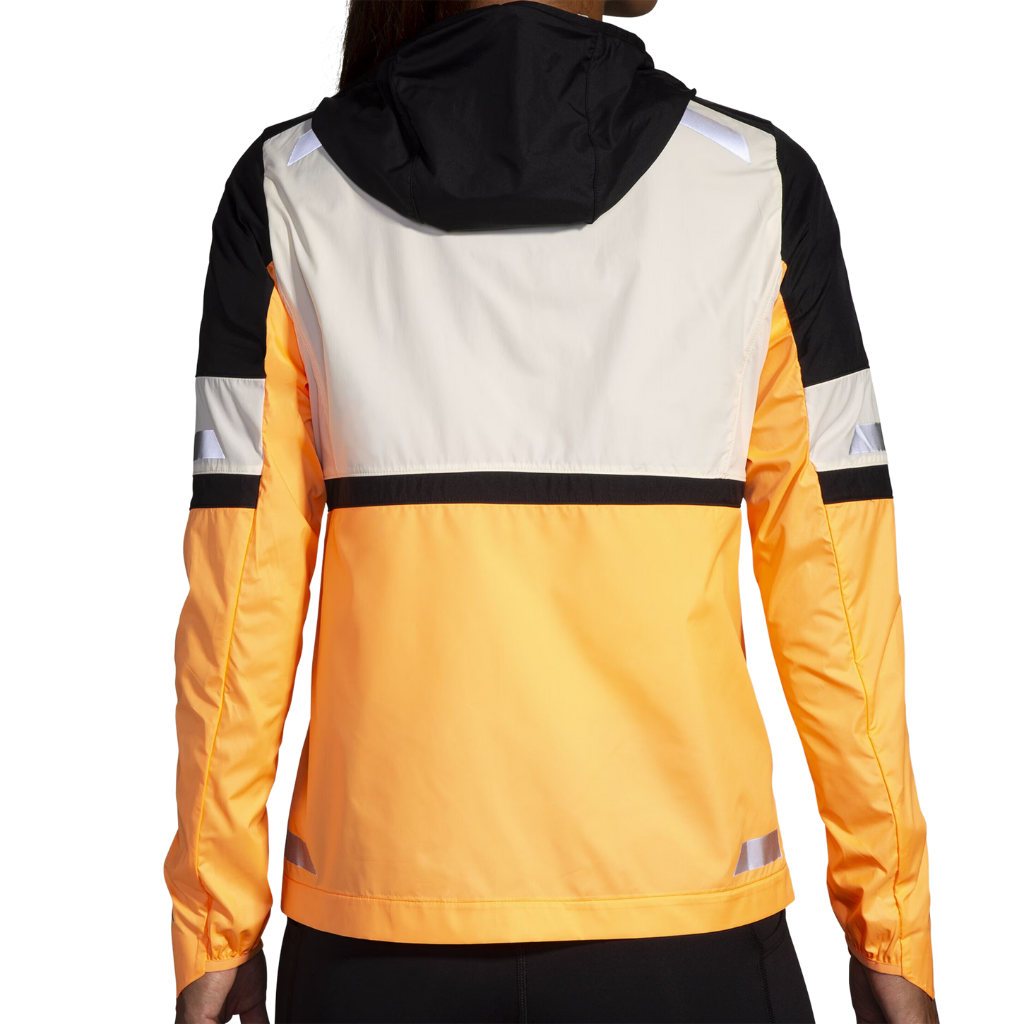 Brooks Women's Run Visible Jacket 2.0 | Ecru/Fluoro Flash/Black | 221689-167 | The Run Hub