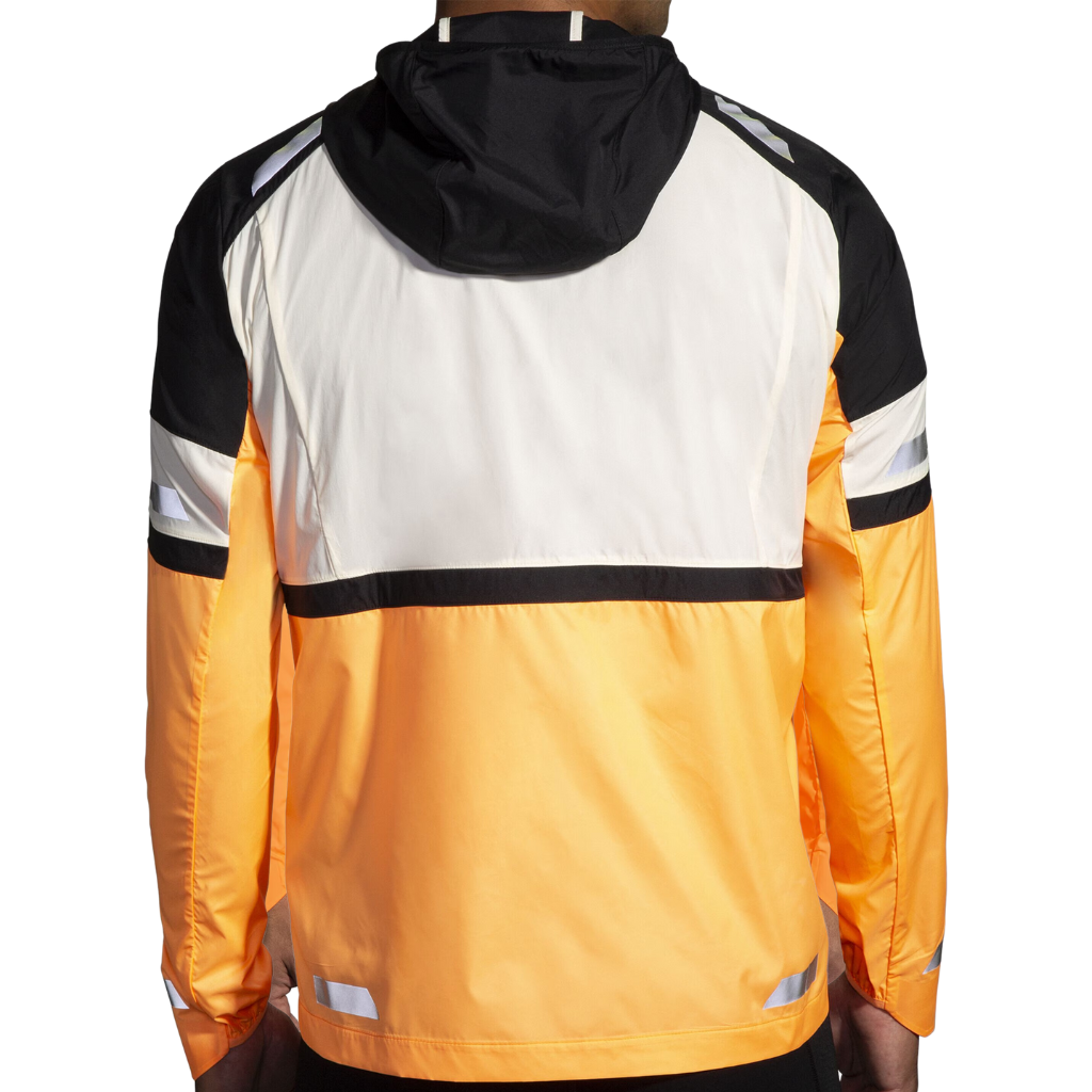 Brooks Men's Run Visible Jacket 2.0 | Ecru/Fluoro Flash/Black | 211519-167 | The Run Hub