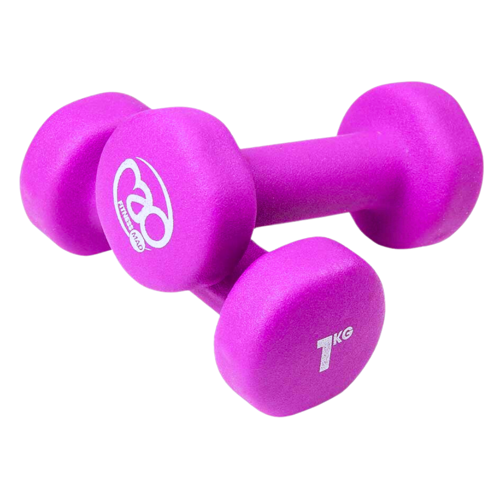 CAO Fitness Mad | 1kg Neoprene Dumbbells | Neon Purple | The Run Hub