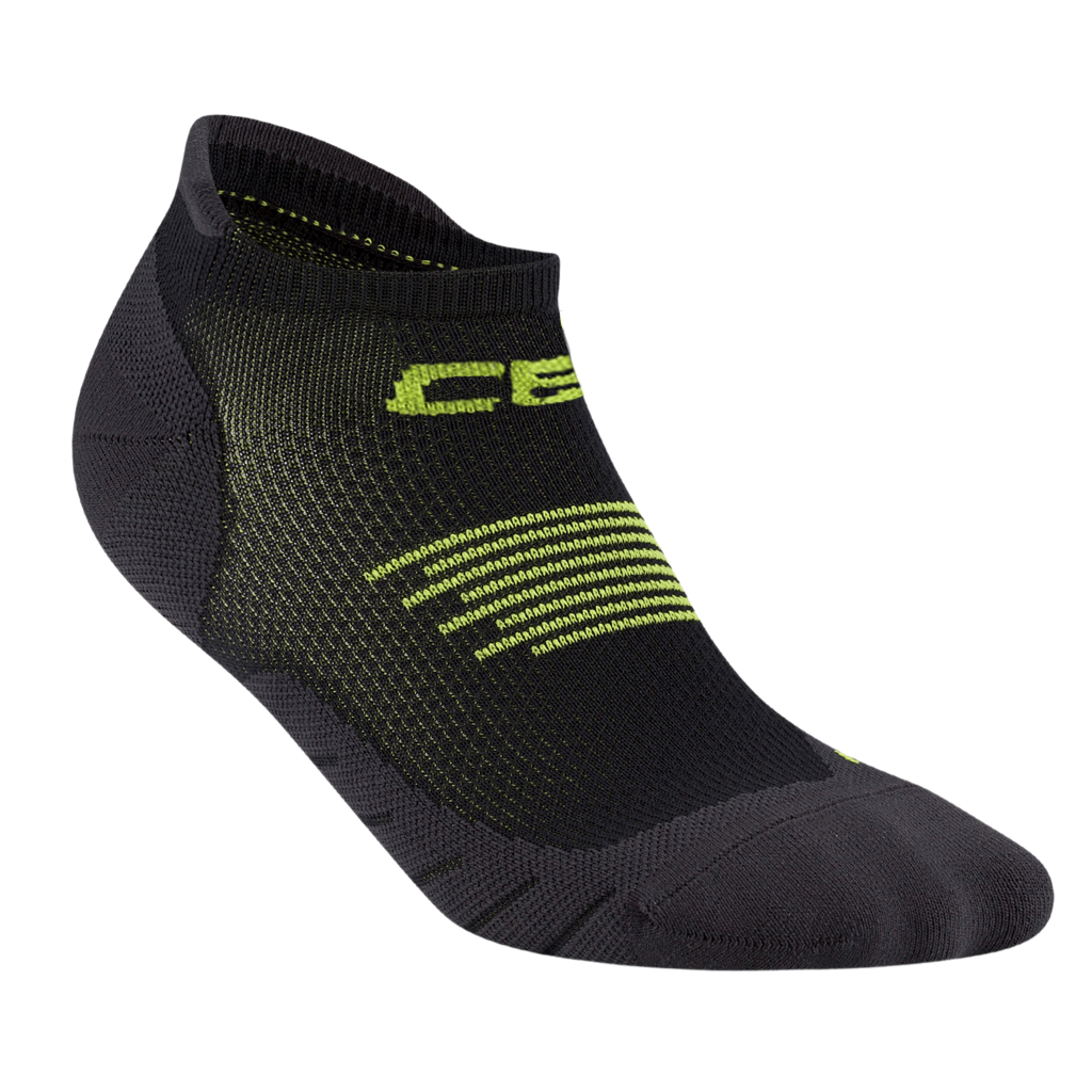 CEP Men's Core The Run Compression No Show Socks | Black/Lime | WP86LR | The Run Hub