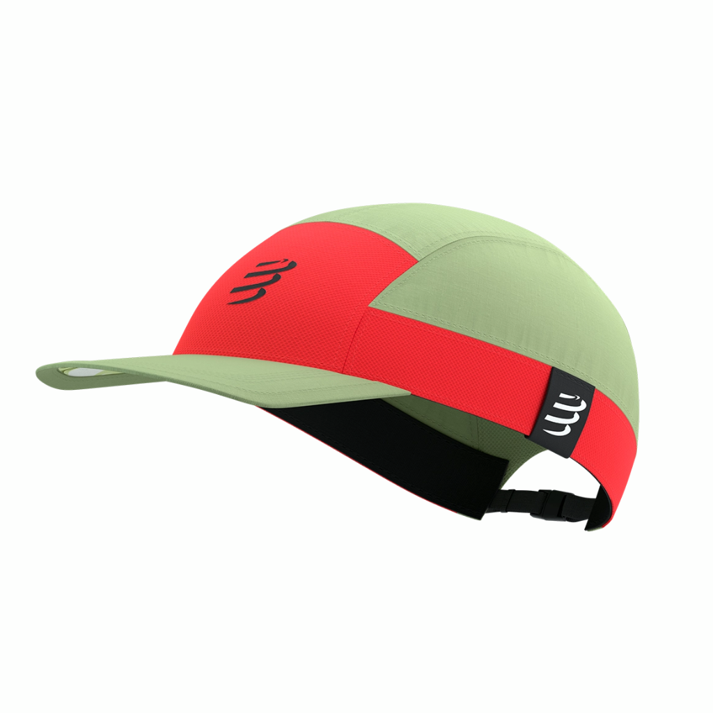 Compressport 5 Panel Light Cap | Nile & Fluo Red | 7630102591255 | The Run Hub  