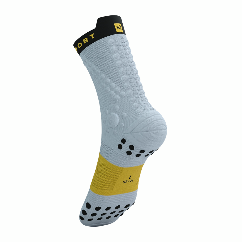 Compressport Pro Racing Socks V4.0 Trail | Grey Dawn/Ceylon Yellow | The Run Hub