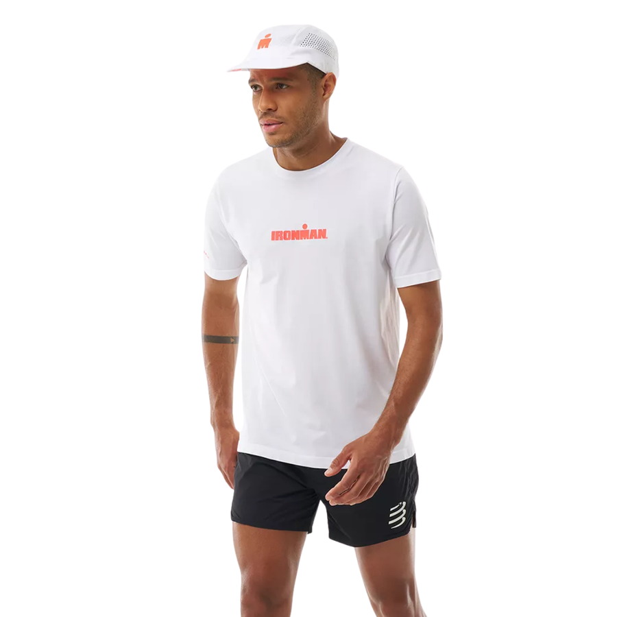 Compressport Training SS T-Shirt - Ironman 2026 | White & Neon Red | The Run Hub
