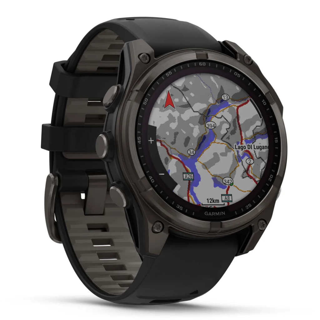 GARMIN fēnix® 8 47mm Watch SOLAR Sapphire, Carbon grey DLC titanium with Black/pebble grey silicone band | 010-02906-11 | The Run Hub