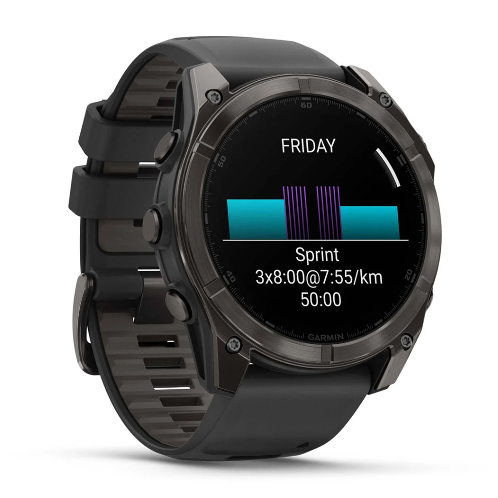 GARMIN fēnix® 8 51mm AMOLED Watch Sapphire, Carbon grey DLC with Black/pebble grey silicone band | 010-02905-21 | The Run Hub