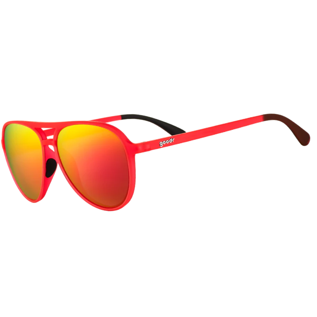 Goodr Captain Blunt's Red Eye | Red Mirrored Aviator Sunglasses | The Run Hub