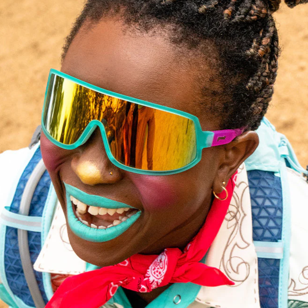 Goodr Save a Bull Ride a Rodeo Clown | Teal Wrap Sunglasses | The Run Hub