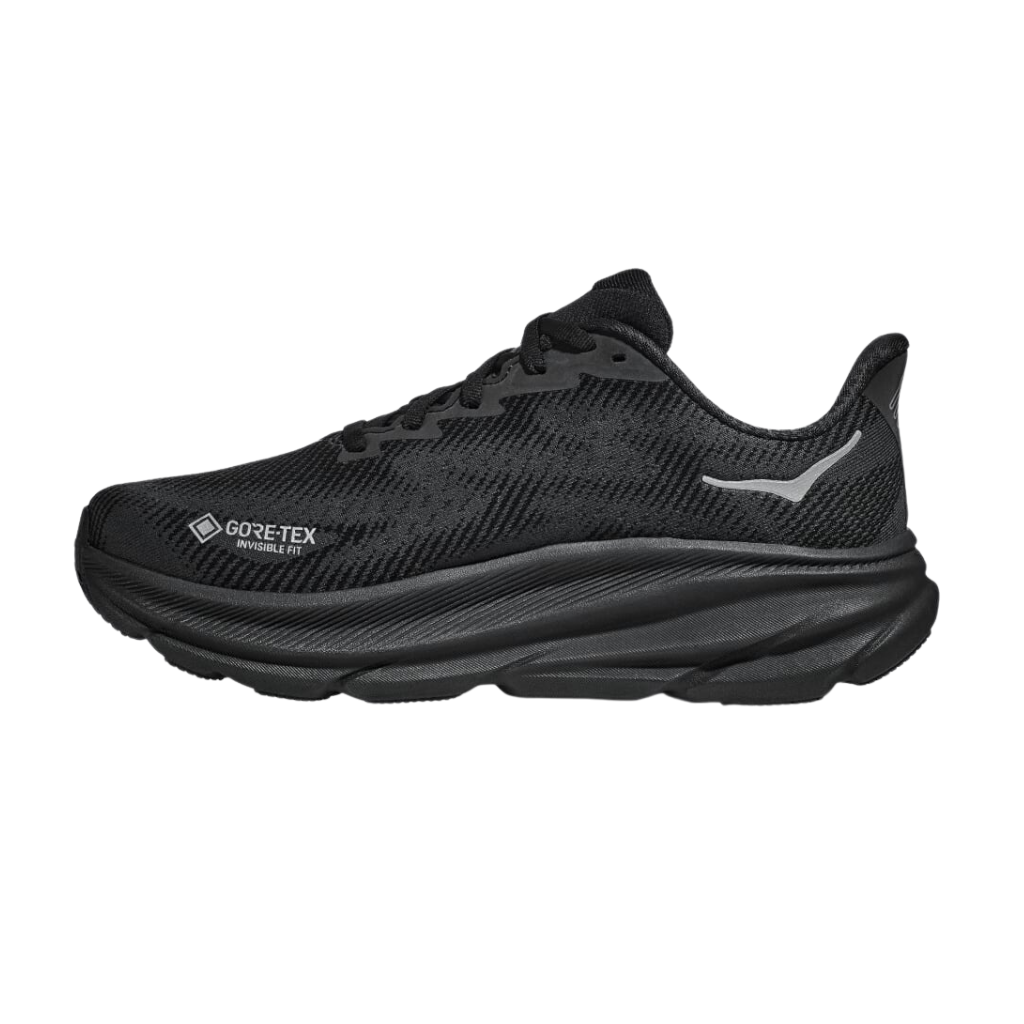 HOKA Women's Clifton 9 GORE-TEX Neutral Running Shoe | Black/Black | 1141490F-BBLC | The Run Hub