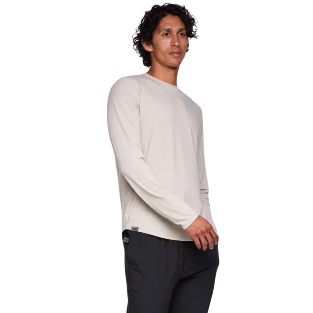 HOKA Essential Long-Sleeve Tee | Sesame Heather | 1141759-SSMH | The Run Hub