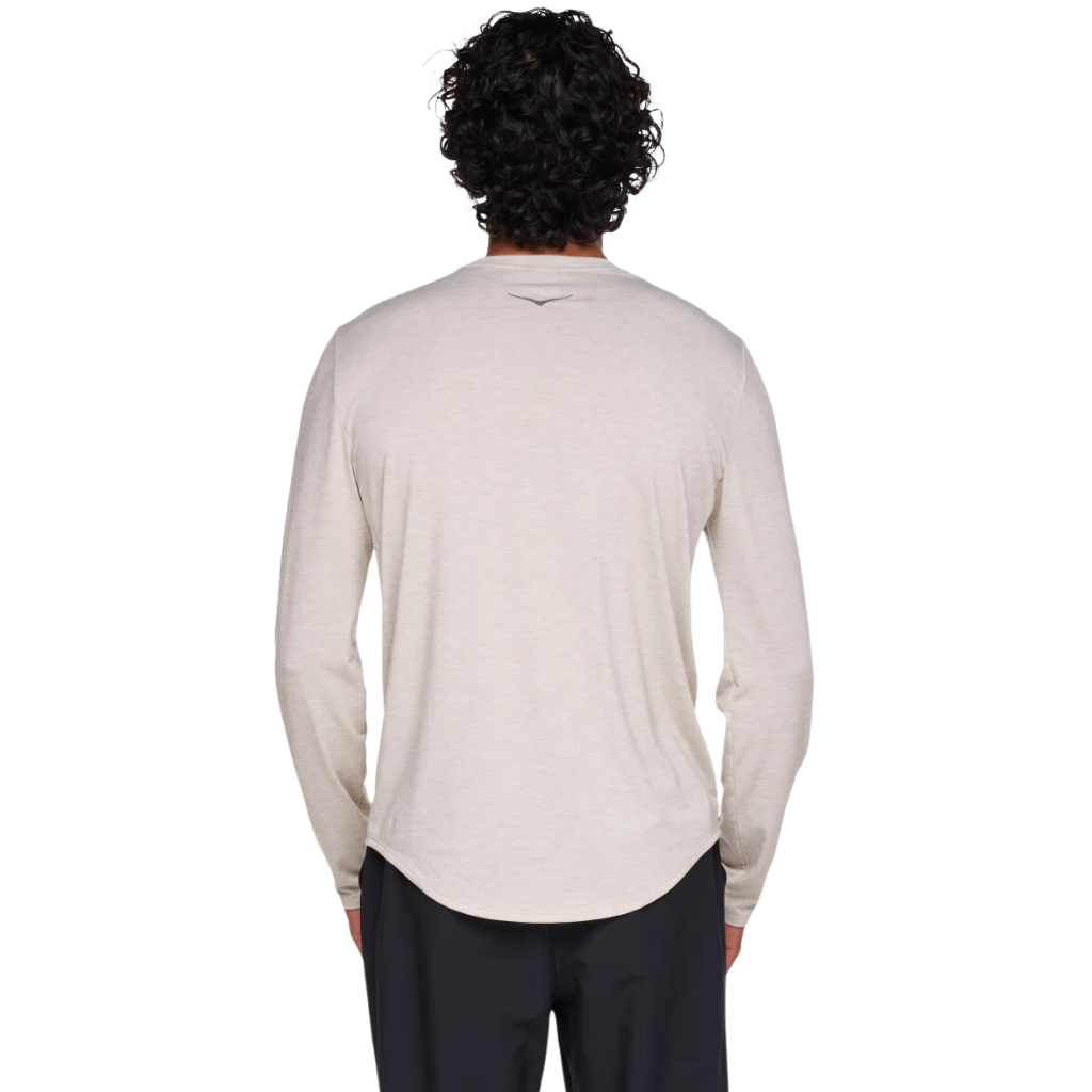 HOKA Essential Long-Sleeve Tee | Sesame Heather | 1141759-SSMH | The Run Hub