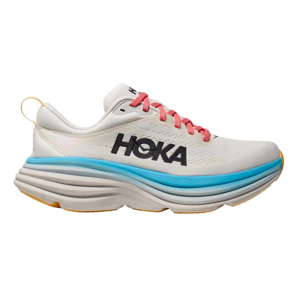HOKA Women's Bondi 8 Neutral Running Shoe | Blanc De Blanc / Swim Day | 1127952-BSW |The Run Hub