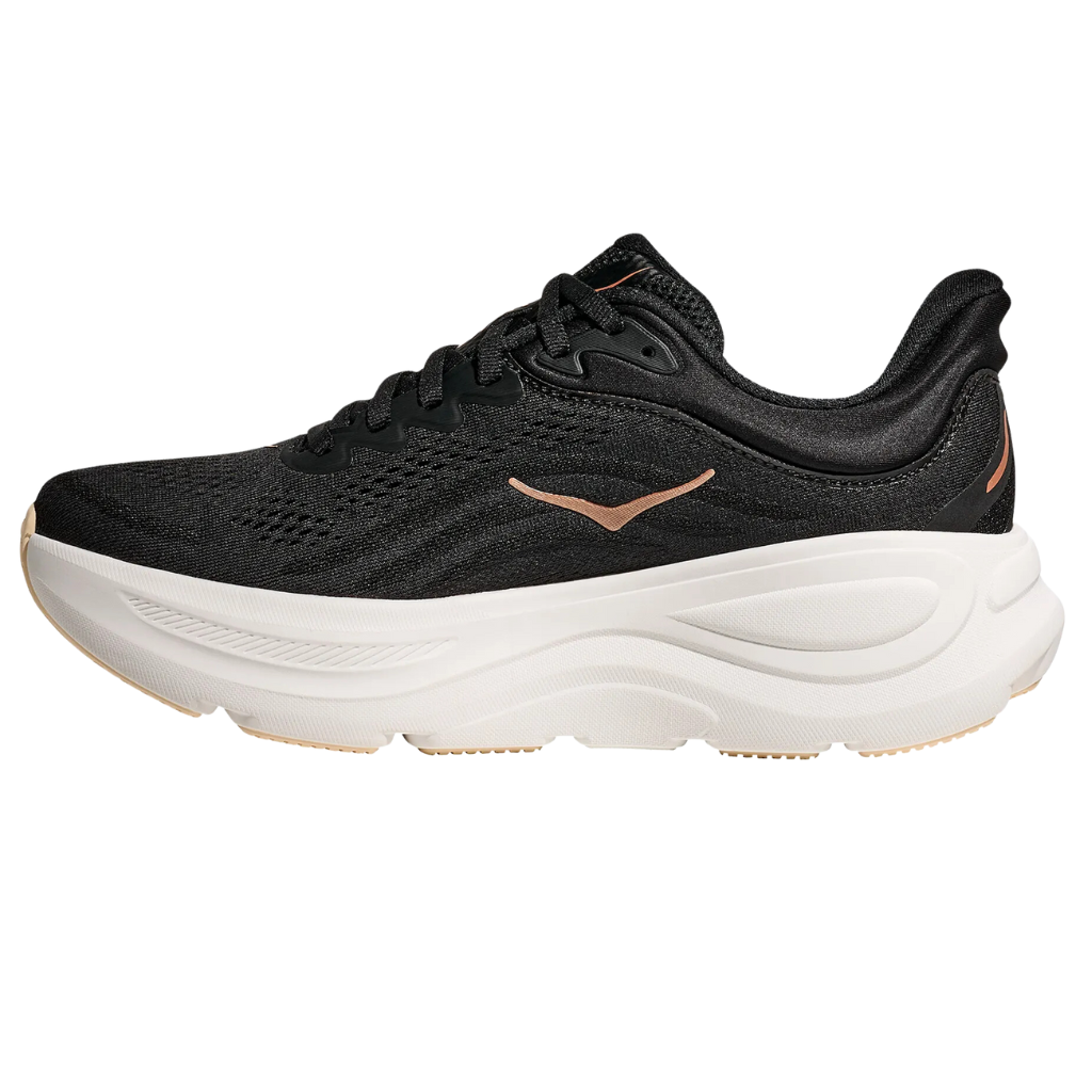 HOKA Women's Bondi 9 Neutral Running Shoe | Black / Rose Gold | 1162012-BRGL | The Run Hub