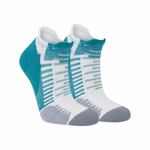 Hilly Active Socklet Min | Teal & White | The Run Hub