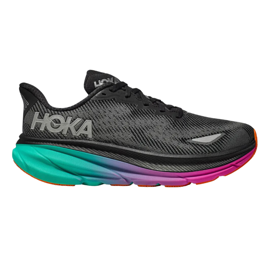 HOKA Clifton 9 GTX | 1141490F-BCQ | BLACK / ELECTRIC AQUA | The run Hub